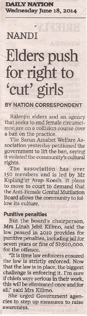 Kalenjin elders push for cut